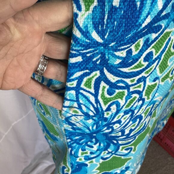 Taylor Keyhole Floral Sheath Dress Women’s 8 Green Blue - Picture 6 of 9